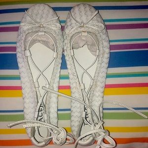 Italian made white woven leather flats. Size 36